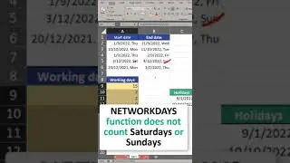 Number of working days between two dates | Excel insta styl 11