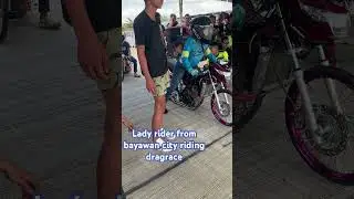 Raider FI drag race at bayawan city2024 the only one lady rider compet dragrace