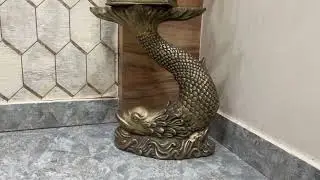Decorative Side Table Corner Stool Brass Metal fish style stand