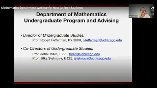 Mathematics Department Webinar for New College Students