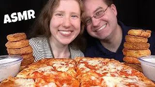 ASMR CHEESY PIZZA 🍕  & ONION RINGS MUKBANG (With Sadi ASMR) EATING SOUNDS
