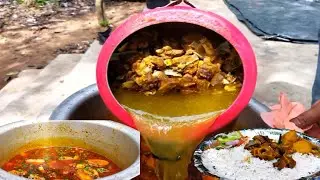 Spicy gravy Mutton Curry | Cooking with my Friends at jungle | Cook with Nature | So Spicy🌶😋...