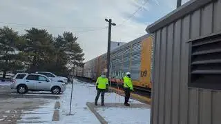 NS geeps hauling a manifest freight train 