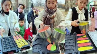 A talented chef!🥰Word skewer cake | Gold coin cake 🥳 #streetfood #satisfying #satisfyingvideo