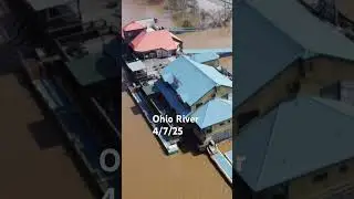 Ohio River with flooding in Cincinnati, OH and Covington & Newport, KY #ohioriver