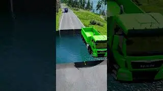 Dump truck vs Large water pit #6 | #beamngdrivemods #doublespeedbumps  #carsvswaterpit