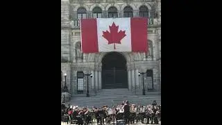 School orchestra performing at the BC Parliament Buildings