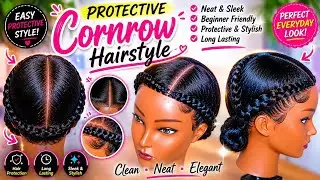 🔥🔥How To Make Simple Protective Cornrows Hairstyle |Hair Braiding Styles For African Women#hairstyle