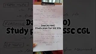 Day(95/100)Study plan for SSC CGL #100daysofstudy #schedule #ssc #exam