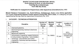 BPCL TA 2022 | BPCL Recruitment 2022 | BPCL Technician Recruitment 2022 | BPCL | #Examdrive
