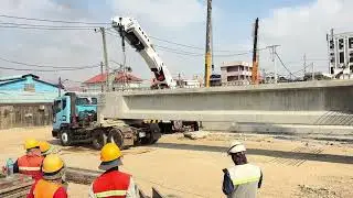 Lifting Girder Beam for precast concrete bridge. #bridge #construction #excavator #crane #site 