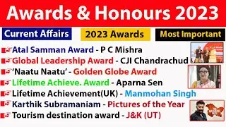 Awards & Honours 2023 l Current Affairs l Important Awards l @keepgrowingwithshamsher