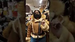 custom made sheepskin jacket with real red fox fur