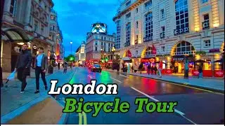 🇬🇧 London Streets - Oxford Street | Regent Street | 8pm bicycle Tour in Central London