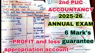 2nd PUC ACCOUNTANCY PROFIT AND LOSS APPROPRIATION account 6 Mark's guarantee 2025-26 EXAM 