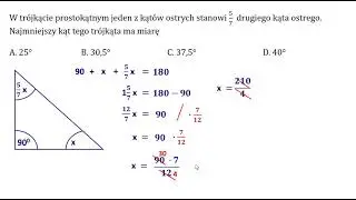 W trójkącie prostokątnym jeden z kątów ostrych stanowi 5/7