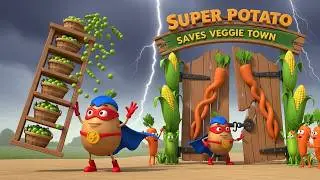 Super Potato Saves Veggie Town | Fun Nursery Rhyme for Kids | Poem Pack