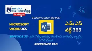 #33 | MS Word 365 Tutorial In Telugu | References Tab In  MS Word 365 In Telugu