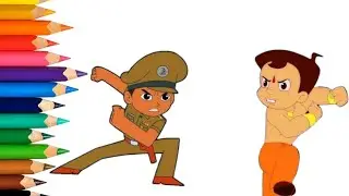 Little Singham vs Chhota Bheem Easy Drawing for Kids | Cartoon Sketch