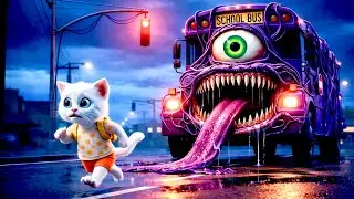 😨🚌 Kitten Encountered a Mutated School Bus Monster On Its Way To School! 🐱🔥 | #catstory #monster #ai