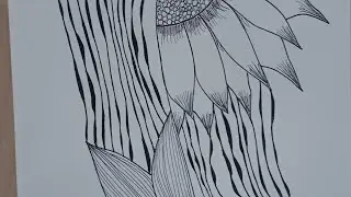 🌻 Flowing Sunflower Lines Zentangle | Gentle Petal Patterns for Calm & Creativity
