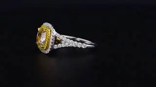 VERY LIGHT YELLOW (O-P) DIAMOND RING 2.82 Ct. TW, Cushion Shape.JCRF05238212