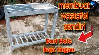 Cara membuat meja cuci piring portabel dari baja ringan/wastafel