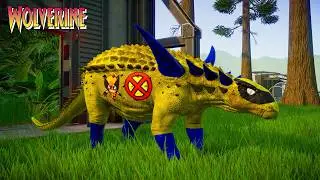 Dinossauro do Wolverine vs Espinossauro do Robin no Jurassic World Evolution