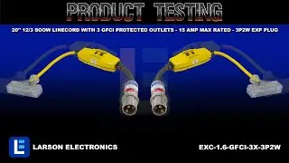 20'' 12/3 SOOW Linecord with 3 GFCI Protected Outlets - 15 Amp Max Rated - 3P2W EXP Plug