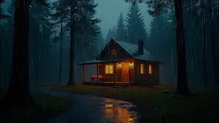 Peaceful Rainfall in the Forest Cabin🌧️🌲Thunder & Raindrops by the Lake for Sleep & Healing