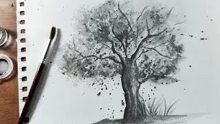 Cómo Dibujar un ÁRBOL a Lápiz Acuarelable Paso a Paso (Muy Fácil)