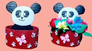 DIY Panda Storage Box / Cute Panda Flower Vase / Home Decorations Idea With Cardboard #craft #diy 