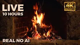 Cozy NO AI Fire in the Fireplace 🔥 10 Hours Real Wood Burning Fire