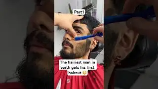 The hairiest man in earth gets his first ever haircut #hairstyle #trending #barber