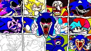 Friday Night Funkin' - SONIC.EXE V2 Full Week & ALL Secrets + Extras + Deaths | HARD (100%)