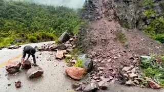 It Was Terrifying; Kind Passersby Helped Clear The Boulders That Had Fallen From The Road.#help