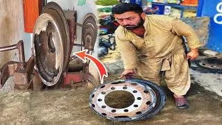 Amazing Replace Truck Tyre Broken Rim Plate | Restoration Of Truck Trailer Rim | Super Mechanic