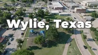 Aerial View of Olde City Park in Wylie, Texas, Downtown
