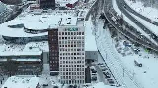 Drone and one train in Almedal. Short video.