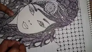 Zentangle Girl Art Doodle part 3