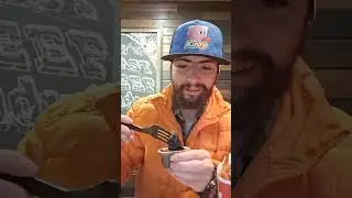 Eating Steak Nuggets with BBQ Sauce at Arby's 
