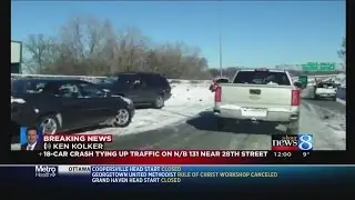 NB US-131 in GR closed due to 18-vehicle crash