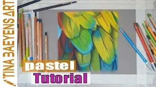 FEATHER TUTORIAL with PASTEL pencils | Step by step | TinaBaeyensArt