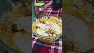 Vegg raita with sorgham chapati & eggs with capsicum 