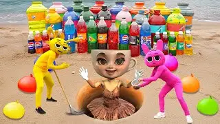 Big Toothpaste Eruption from Ballerina Cappuccina Balloons of Coca Cola and Mentos in Underground