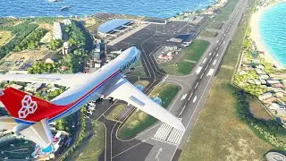 BEAUTIFUL LANDING GIANT PLANE BOEING 747 AT ST MAARTEN AIRPORT MFS2020