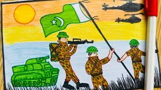 Defence Day Drawing Easy | 6 September Drawing Poster | Pakistan Army Defence Day Drawing 