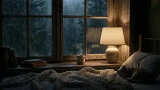 Fall Asleep in Minutes: Heavy Rain on Window with Sleeping Cat 💤 Deep Relaxation
