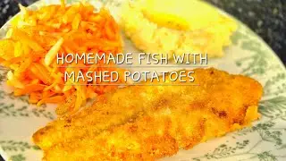 Homemade CRISPY FISH with mashed potatoes and carrots & apple salad | simple recipe | #fish #food