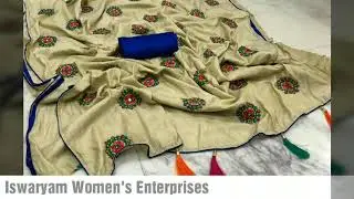 *👾Saree. Sana silk with emb work wilth lace piping and tam tam lace👾*